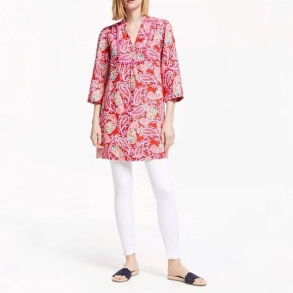 Boden Evangeline 100% Linen Paisley Dress Tunic Size 8P - Picture 3 of 8
